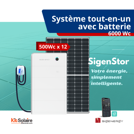 Kit Solaire 6kW Monophasé - Tout-En-Un SigenStor - SIGENERGY