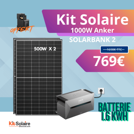 Kit Solaire Plug and Play 1000W - SolarBank2 avec stockage 1,6kWh - Anker