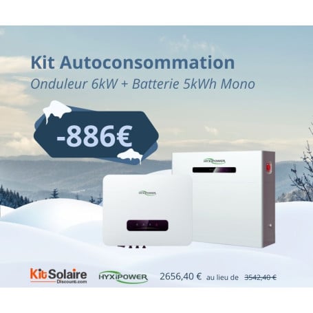 Kit Autoconsommation Onduleur 6kW + Batterie 5kWh Mono - HyxiPower