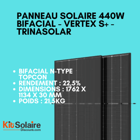 PANNEAU SOLAIRE 440W BIFACIAL - VERTEX S+ - TRINASOLAR