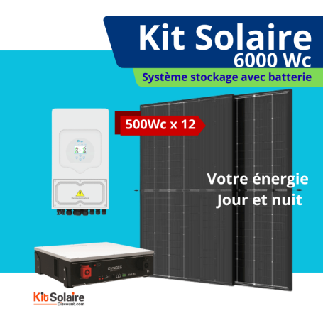 Kit Solaire 6000W Autoconsommation - Monophasé - Batterie 5kWh - DEYE