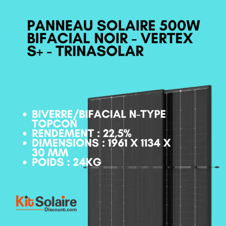Panneau Solaire 500Wc BiFacial Noir -  TrinaSolar